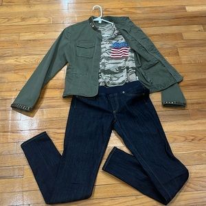 AG jeans, jacket and camo shirt!